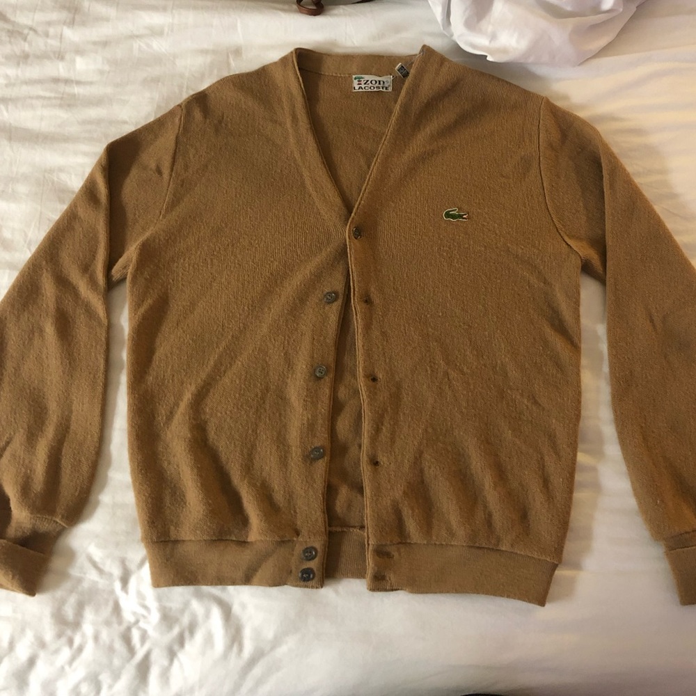 Izod Lacoste Vintage L Men’s Cardigan (Brown)